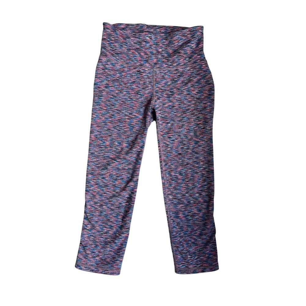 GapFit Womens XS Space Dye Cropped Leggings Pink Blue High‎ Rise Capri Gym Pants